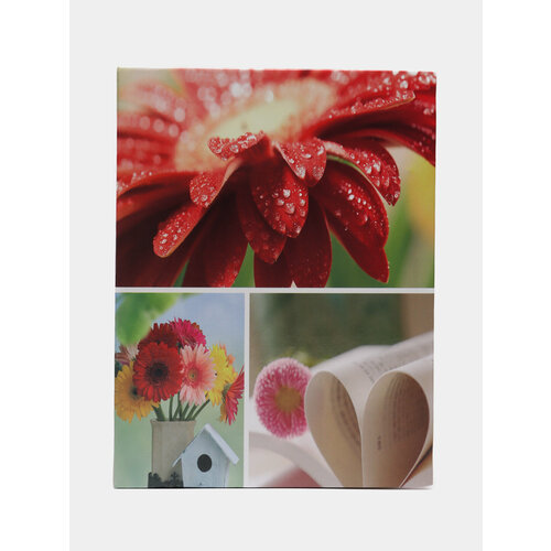 Фотоальбом 100 фото 10х15 Цветы твёрдая обложка Цвет Красный 1199₽