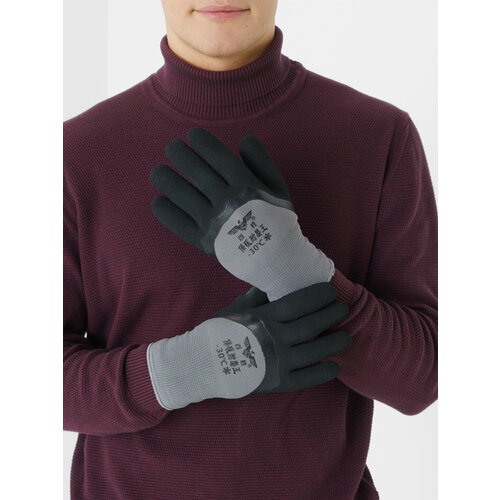 Рабочие перчатки, утепленные, водоотталкивающие Цвет Черный перчатки утепленные wurth полиэстер латекс размер l серый
