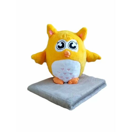 фото Игрушка-подушка сова с пледом (3 в 1), 50 см, цвет желтый kids toy