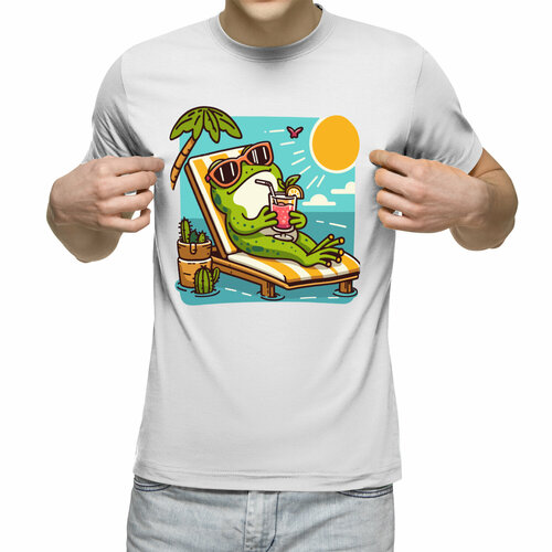 мужская футболка кактус с коктейлем s черный Футболка Us Basic, размер L, белый