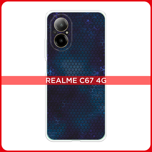 Силиконовый чехол на Realme C67 4G / Реалми C67 4G Фон соты синие силиконовый чехол на realme 10 4g реалми 10 4g фон соты синие