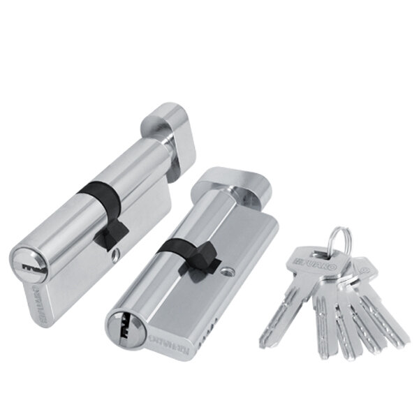 Цилиндровый механизм с вертушкой Fuaro 2000ZMKnob90 (45+10+35) (200 ZM/90) CP хром 5 ключей