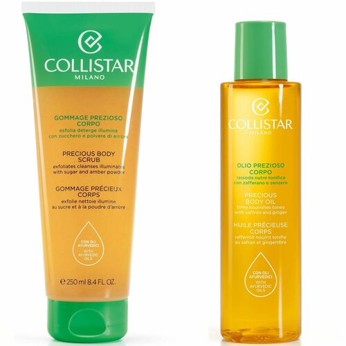 Collistar - Набор: Скраб для тела 250 мл Precious Body Scrub + Масло для тела Precious Body Oil 150 мл. масло с сахарным скрабом для тела taaj body oil and sugar scrub 150 мл