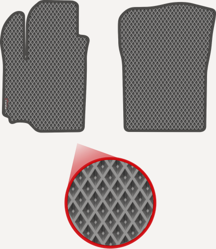 Изображение товара Передние коврики EVA для Suzuki SX4 II (2013-н/в), серые с серым кантом, ячейка - ромб