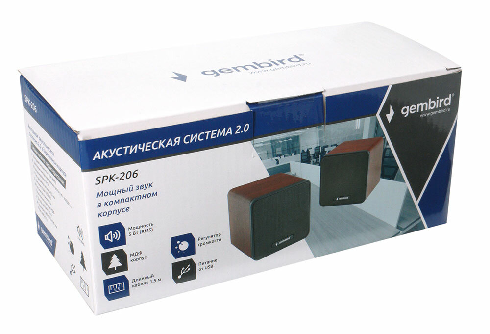 Gembird SPK-206, дерево, коричневый, 5 Вт, регулятор громкости, USB-питание - фото №3