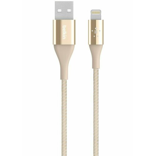 Кабель Belkin Mixit DuraTek Kevlar USB 8 pin Lightning для Apple iPhone 5 5S SE 6 6 Plus 6S 7 8 X (10) Xr Xs Max / 11 11 Pro 12 Mini 13 Pro Max SE 2022/14/iPad/iPod/AirPods 1.2 м Нейлон Золотой (Gold)