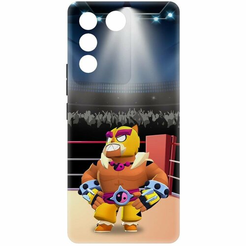 Чехол-накладка Krutoff Soft Case Brawl Stars - Эль Тигро для Vivo V27e черный чехол накладка krutoff soft case brawl stars эль тигро для realme c30s черный