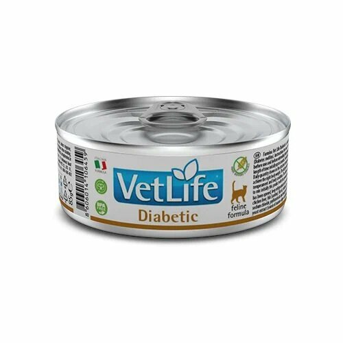 влажный корм farmina vet life diabetic для кошек при диабете 85 г Farmina Vet Life Diabetic - корм для кошек с диабетом, 6 штук по 85 грамм