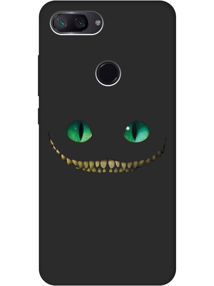 Матовый Soft Touch силиконовый чехол на Xiaomi Mi 8 Lite, Сяоми Ми 8 Лайт с 3D принтом "Cheshire Cat" черный