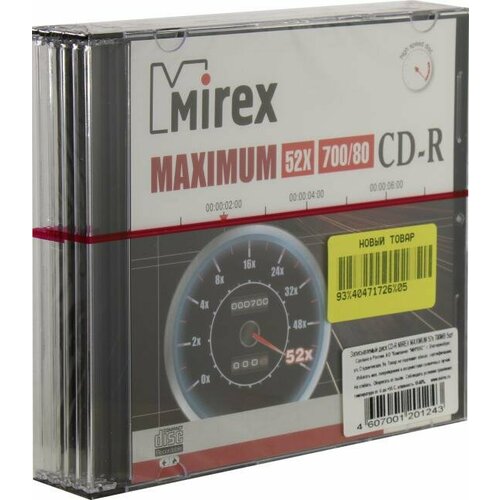 Диск CD-R диск mirex cd r 700mb maximum 52x slim упаковка 5 шт