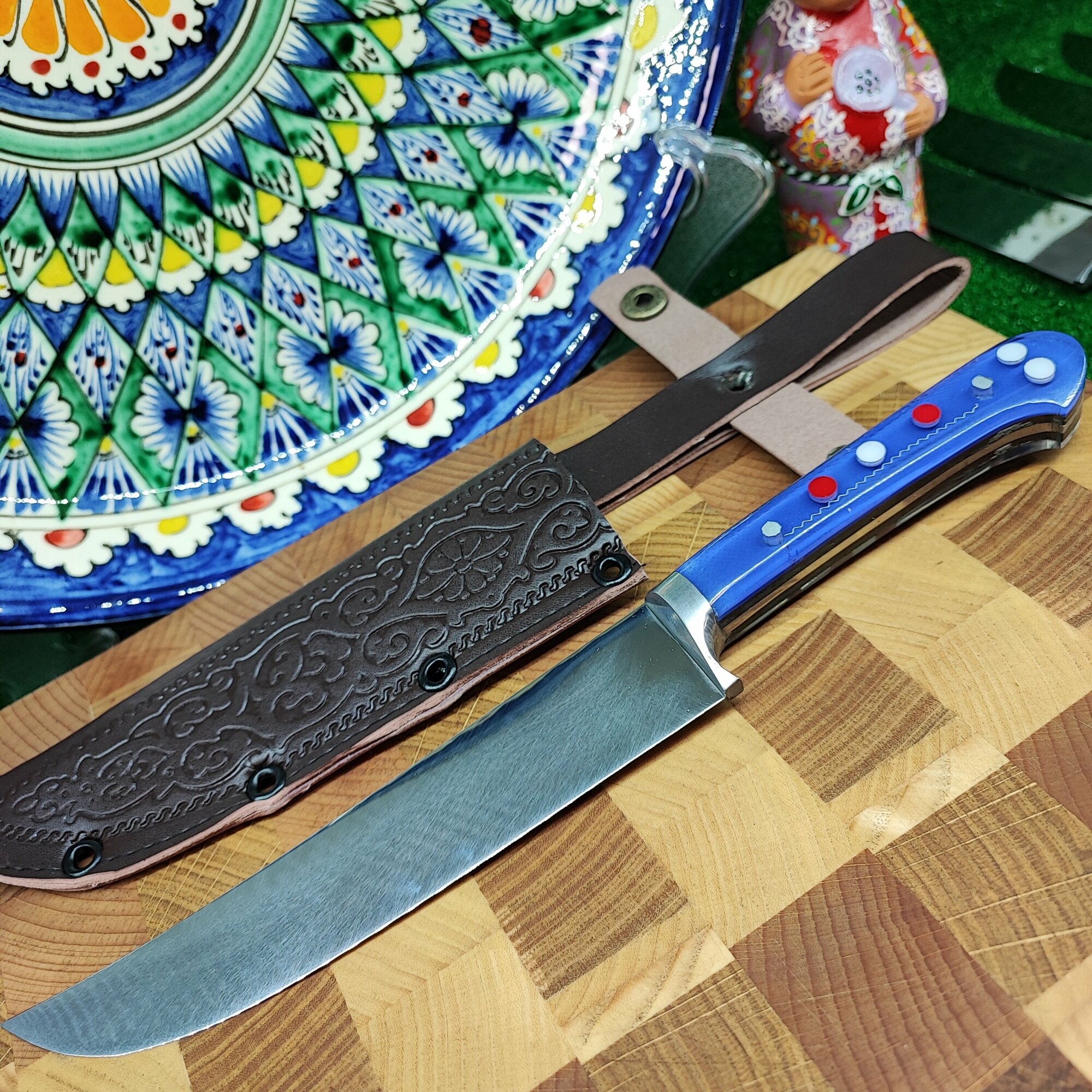 фото Пчак, клинок 15,5+ см. 40х10с2м (нержавейка), рукоять - оргстекло, синяя