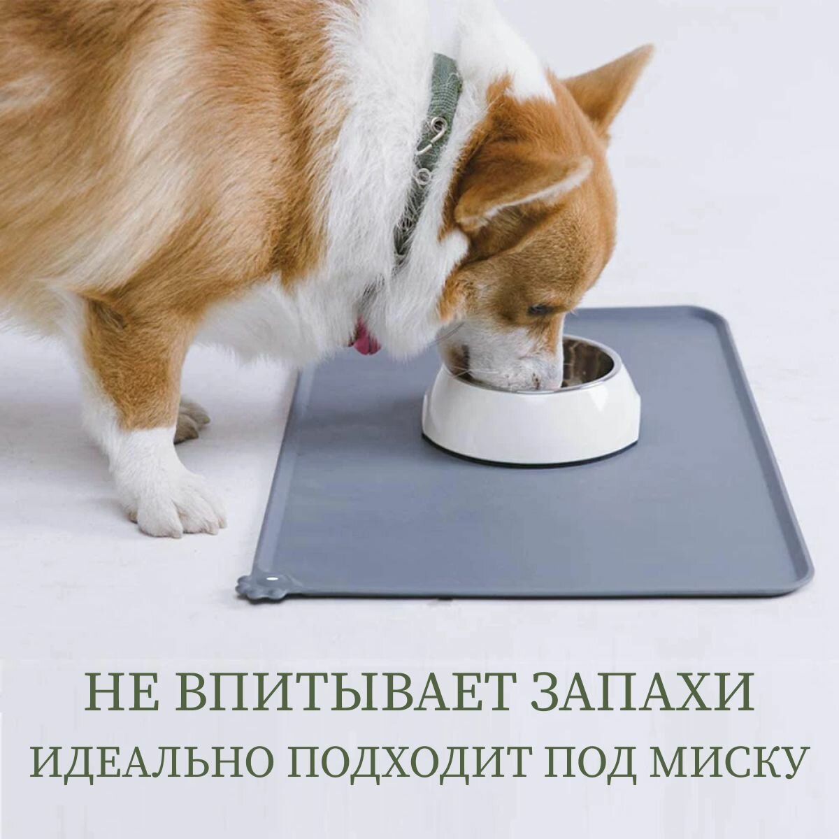 Kоврик силикoновый под миcку для кошки и собаки зеленый - фотография № 4
