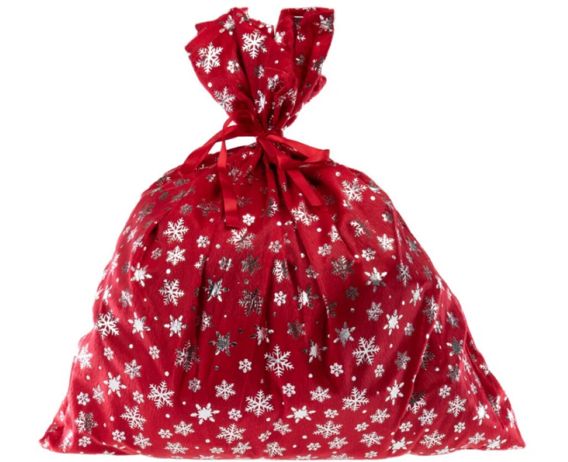 Мешок для подарков Деда Мороза красный бархат 65х70