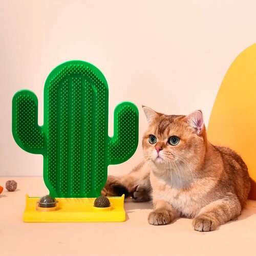 Щетка-чесалка для кошек в форме кактуса, с кошачьей мятой
