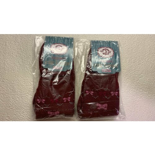 Термоноски , 2 пары, 2 уп., размер 37/41, бордовый носки женские махровые травка