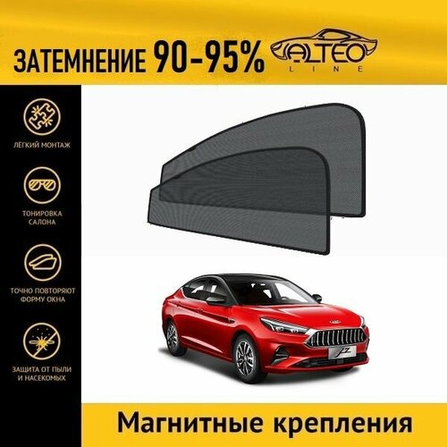 Автошторки ALTEO PREMIUM на JAC J7, 1(2020-н. в.) на передние двери на магнитах с затемнением 90-95%/каркасные автошторки JAC J7/солнцезащитный экран/шторки в авто/шторки в машину