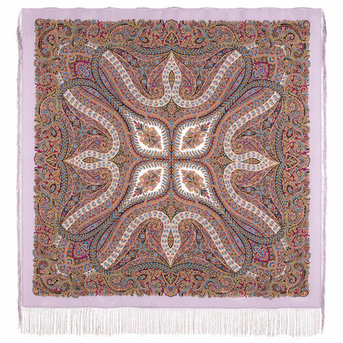 фото Платок павловопосадская платочная мануфактура,130х130 см, коричневый, бежевый