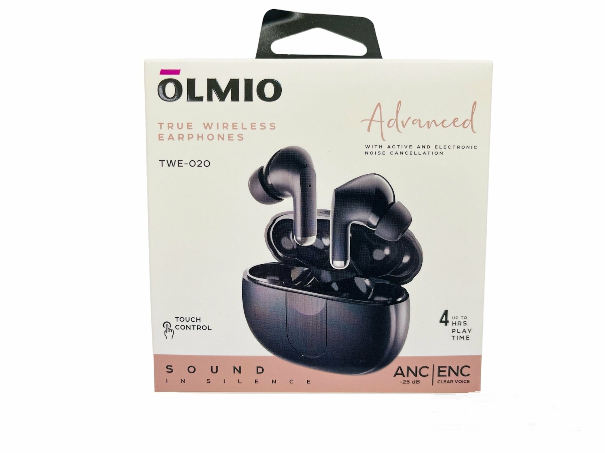 Наушники OLMIO беспроводные TWE-20 ANC+ENC, True Wireless, black - фото №6