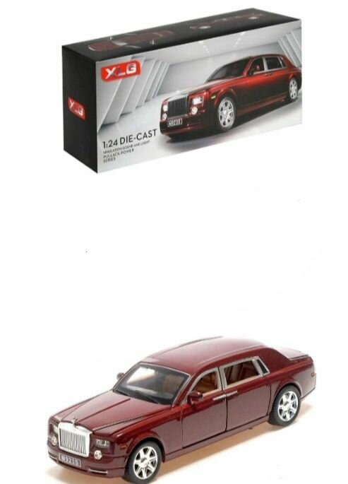 Коллекционная металлическая модель машины Rolls-Royce Phantom . Масштаб 1:24 (20 см) в индивидуальной коробке, свет, звук (красный)