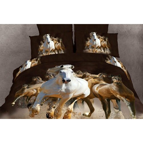 DOMITEX : Комплект постельное белье домитекс сатин цветной Люкс фотопечать Мустанг евро, наволочки 50х70см c 