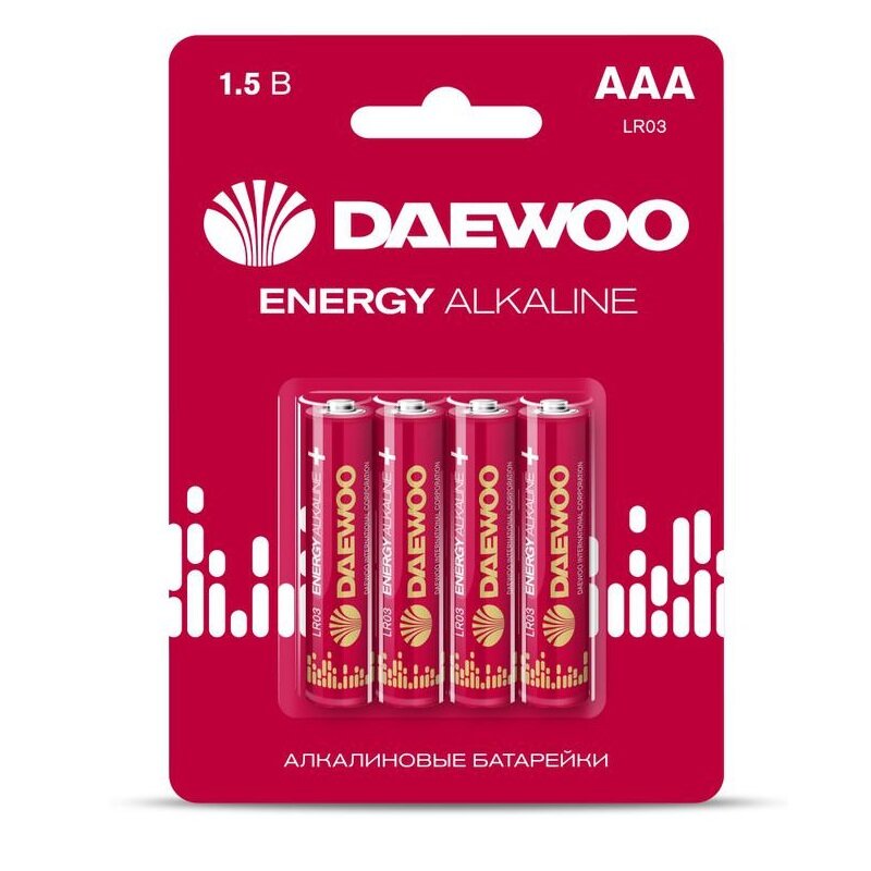 Элемент питания алкалиновый AAA/LR03 1.5В Energy Alkaline 2021 DB-4 (уп.4шт), DAEWOO 5029934 (1 упак)