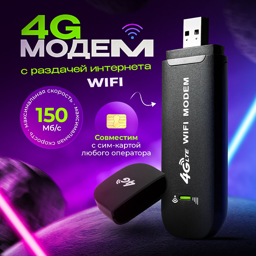 Модем 4g, wifi адаптер для компьютера, роутер wifi, черный