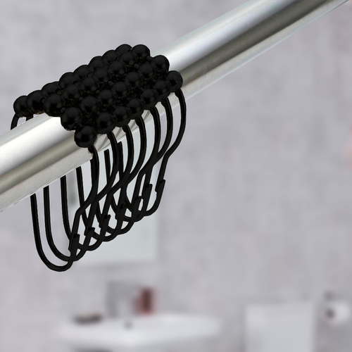 Кольца для штор на карниз для ванной Zenfort 12 шт металл, черный матовый