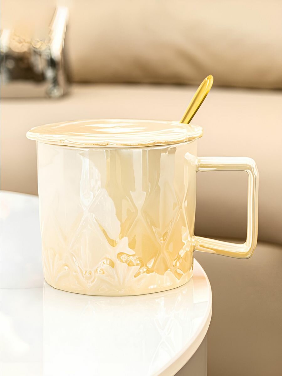 Кружка для чая кофе керамическая Sparkle of pearls yellow 300 мл
