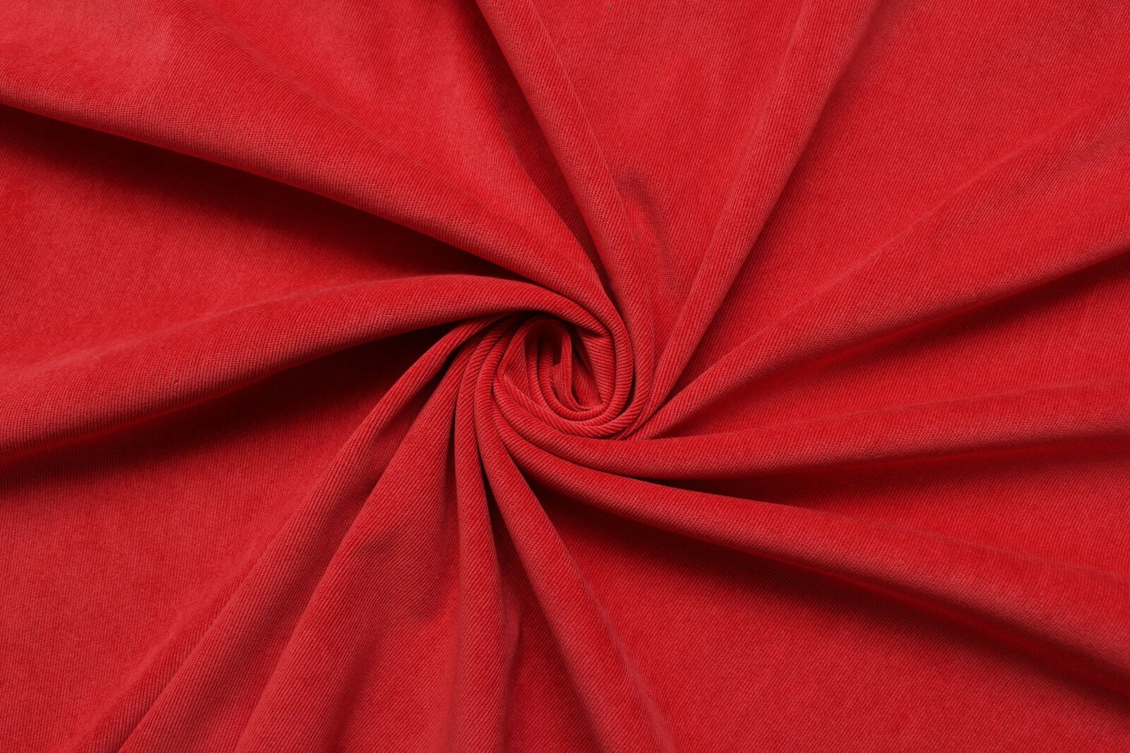 Ткань Микро-вельвет-стрейч насыщенно коралловый рубчик 1 мм ш138см 05 м