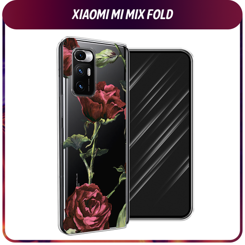 Силиконовый чехол на Xiaomi Mi Mix Fold / Сяоми Ми Микс Фолд Бордовые розы фон, прозрачный силиконовый чехол на xiaomi mi mix fold сяоми ми микс фолд сочные лимоны прозрачный