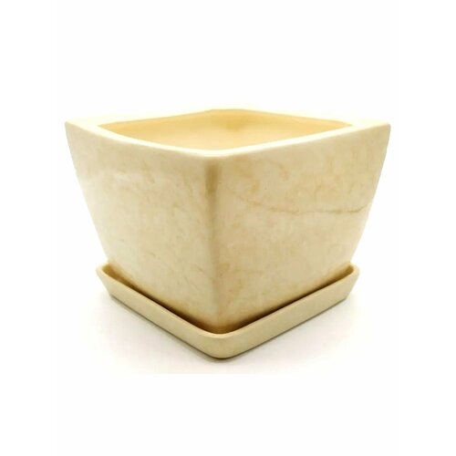 Горшок для цветов керамический квадратный П№1 бежевый 2л