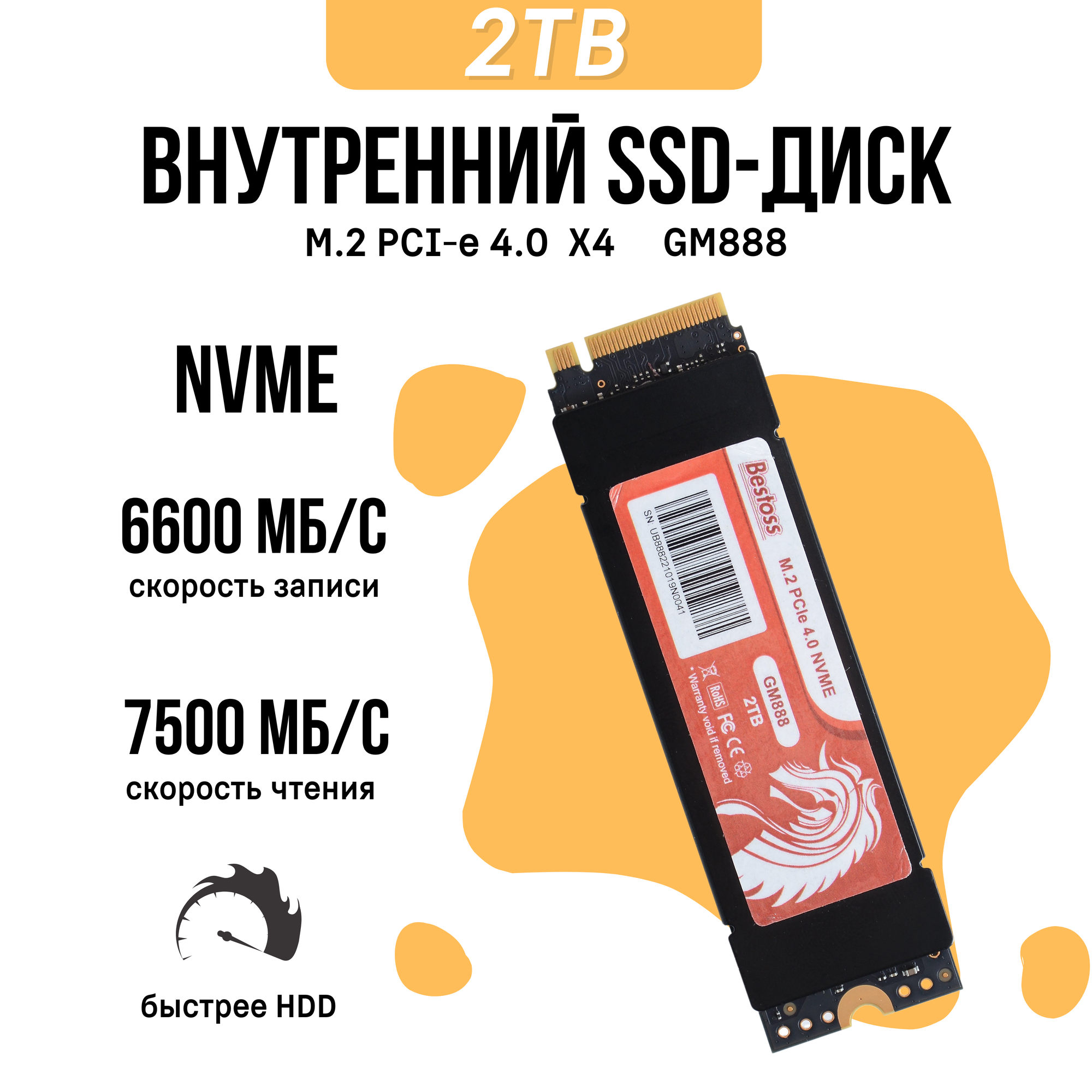 Внутренний SSD диск Bestoss M.2 NVMe, PCIe x4.0 GM888/2 TB