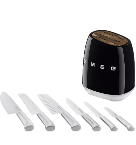 фото Набор кухонных ножей SMEG, 7 предметов, черный