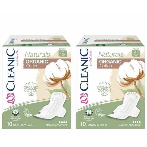 Cleanic Прокладки гигиенические Naturals Organic Cotton, ночные, 10 шт, 2 уп