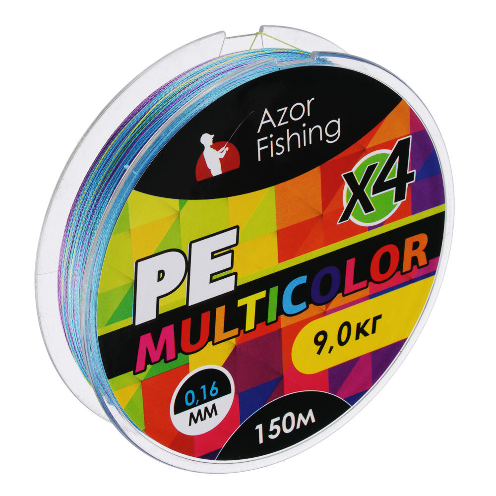 AZOR FISHING Леска плетеная PE Премиум 4 нити 150м 016мм 90кг многоцветная