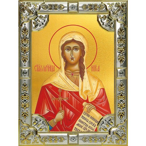 икона святая ника виктория коринфская на мдф 6х9 Икона Виктория Ника Коринфская мученица
