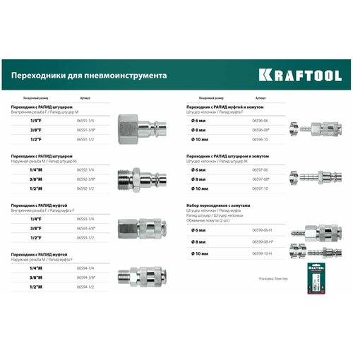 Переходник KRAFTOOL 1/2F - рапид муфта 06593-1/2 переходник kraftool 06593 рапид 1 4f резьбовое соединение 1 4f