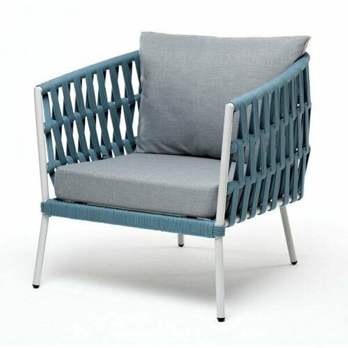 Кресло плетеное из роупа 4SIS «Диего» светло-серый DIE-A-001 RAL7035 SH blue(H-gray) бирюзовый
