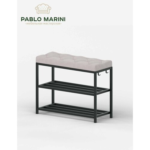 Обувница Pablo Marini Gelart велюр, этажерка для обуви, разборная, с сиденьем