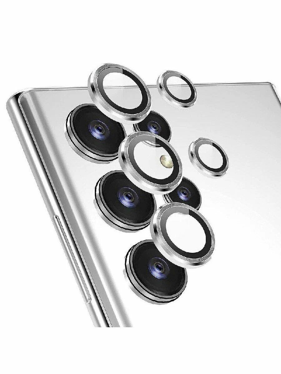 Защитное стекло( линзы) на камеру смартфона Samsung (самсунг) S23 Ultra ( 5шт) / S23 Ультра / серый