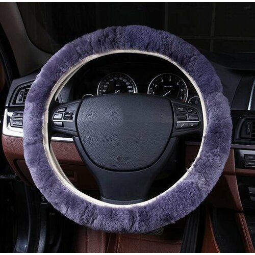 Оплетка на руль Рено Меган (2012 - 2014) универсал 5 дверей / Renault Megane, Натуральный мех (австралийский, высокого качества), Серый