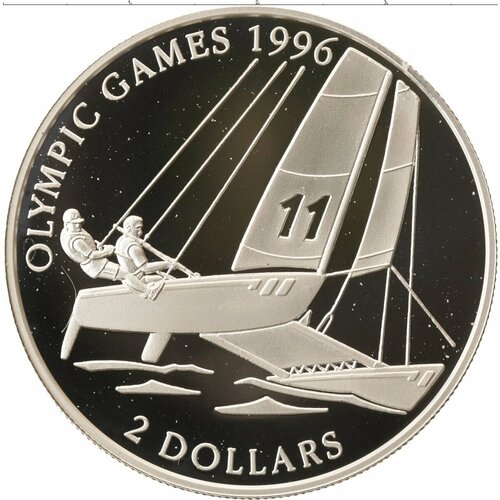 Клуб Нумизмат Монета 2 доллара Багамских островов 1995 года Серебро Олимпийские игры, парусный спорт