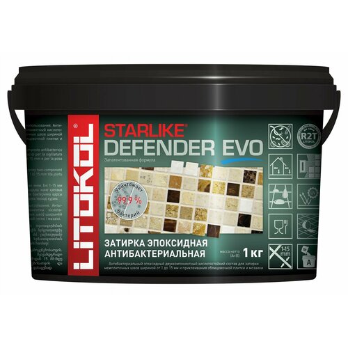 LITOKOL STARLIKE DEFENDER EVO затирка двухкомпонентная, S.125 grigio cemento (1кг)