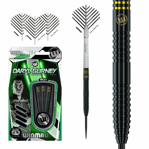 дротики 26gr winmau cyclone steeltip с подвижной иглой запасной комплект игл в комплекте Дротики Winmau Daryl Gurney Black Edition NEW steeltip 25gr. Вольфрам 90%.