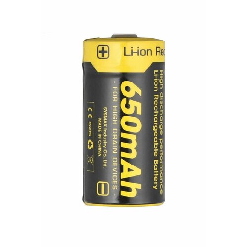 Аккумулятор Li-ion NITECORE ICR 16340, RCR123A 3.7 v 650 mAh с защитой. (1 шт.) окунь borealis без головы 300 500 650 г