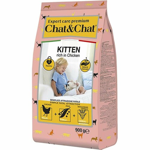 Сухой корм Chat&Chat - Expert Premium, для котят, с курицей, 900 г, 1 шт корм для котят friskies с курицей и молоком 400 г