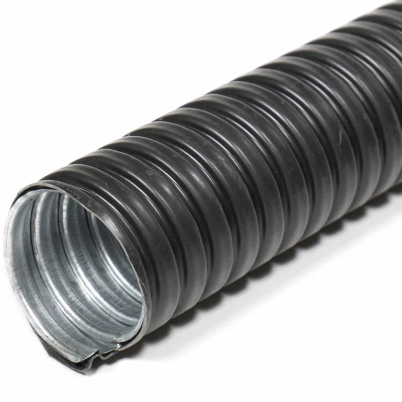 фото Металлорукав в ПВХ-изоляции Р3-ЦП нг LS 15 (50м/уп) черный гофроматик {zeta44603} (упак 50 м)