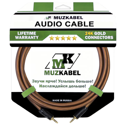 Аудио кабель MUZKABEL MNXMK5B - 1 метр, MINI JACK (3.5) - MINI JACK (3.5)