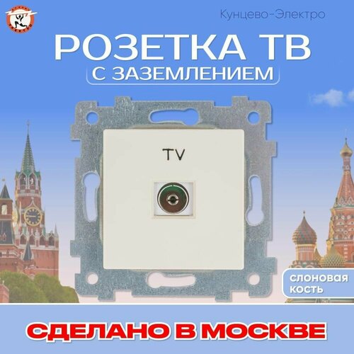 Аксиома Розетка низковольтная ТВ скрытой установки РТВ1-460 слоновая кость