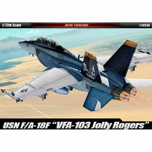 Academy сборная модель 12535 USN F/A-18F Super Hornet VFA-103 Jolly Rogers 1:72 02429 hasegawa истребитель f a 18f super hornet vfa 41 black aces cag 2022 1 72